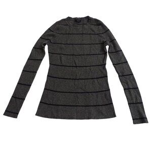 Rue21 Gray Black Striped Ribbed Knit Top Size XL Long Sleeve Casual Y2K